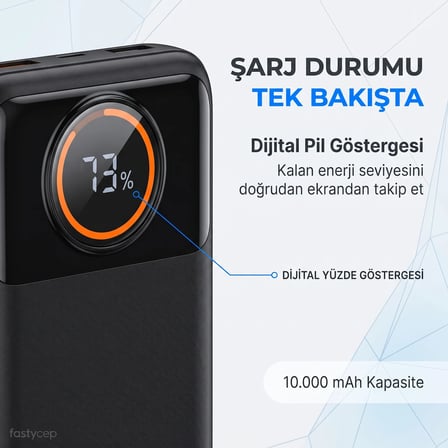 Bezos 3012 10.000 Mah LCD Ekran Dahili Kablolu 22.5w Hızlı Şarj Powerbank 22