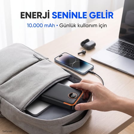 Bezos 3012 10.000 Mah LCD Ekran Dahili Kablolu 22.5w Hızlı Şarj Powerbank 22
