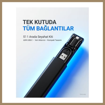 Bezos Alfalink 5in1 Süper Şarj 60W Çoklu USB Adaptör Kablo Seyahat Seti 22
