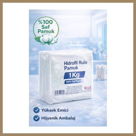 Bezos Hidrofil Rulo Pamuk 1 Kg Saf Pamuk Yüksek Emici Medikal ve Kozmetik Kullanım 1 ADET 22