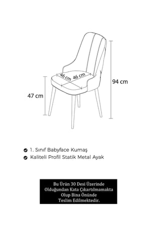 Newa Serisi, 1.sınıf Babyface Kumaş Beyaz Metal Ayak Gold Halkalı, 6 Adet Antrasit Sandalye