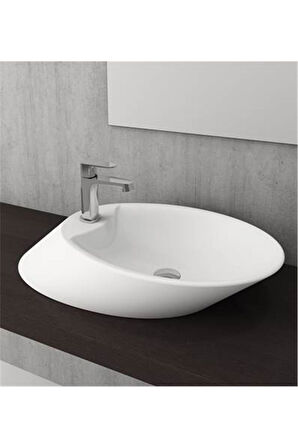 1021-002-0126 Milano Batarya Delikli Çanak Lavabo Mat Beyaz