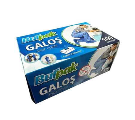 Bıurpak Tek Kullanımlık Kalın Pratik Kutulu Galoş - Mavi - 100 Adetlik 1 Paket