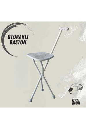 Süper Kalite Oturaklı Baston Katlanır Tabureli Baston Asa