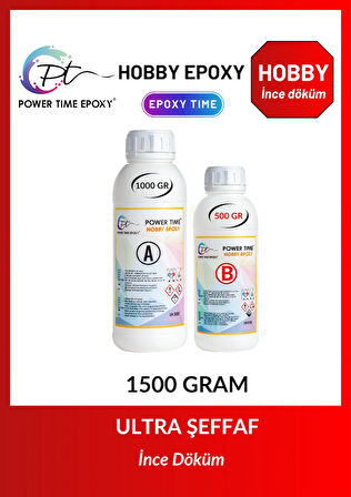 1500 gram Hobby Epoxy/ Şeffaf Epoksi Reçine Ince Döküm Power Time Epoxy