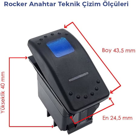 Su Geçirmez Led Işıklı On Off Anahtar - 5 Pin
