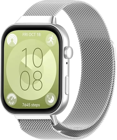 Huawei Watch Fit 3 / Fit 4 / Fit 4 PRO/Fit 5 / Fit 5 PRO ile Uyumlu Kordon Hasır Örgü Metal Mıknatıslı Kayış