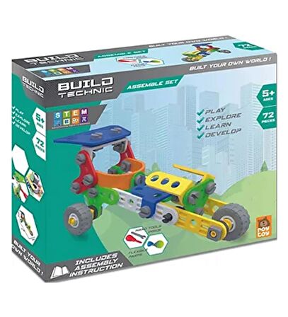 Build Technic Set, 72 Parça Tak-Sök Buggy Araba Block Yapı Seti