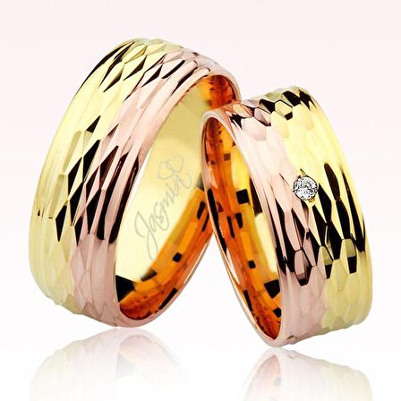 Rose Desenli Altın Alyans 2201-3