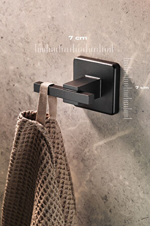 Ömür Boyu Paslanmaz Tek Kancalı Havlu Ve Bornoz Askılığı Siyah D-011  KASA - 35