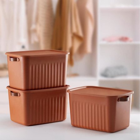 1 Adet Düzenleyici Kapaklı Kutu, Dekoratif Saklama Kutusu, Organizer (35cm*25cm*22cm) KREMİT 15 LİTRE