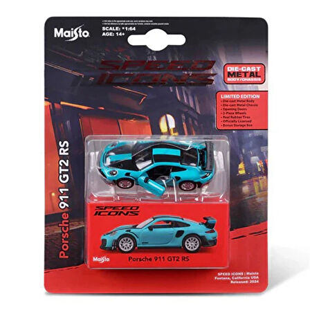 Maisto 1:64 Speed Icons - Porsche 911 GT2 RS Miami Mavi