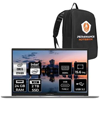 ASUS Vivobook 15 X1504ZA i5 1235U 24GB RAM 2TB SSD 15.6'' FHD FDOS BQ451 & PER4 ÇANTA
