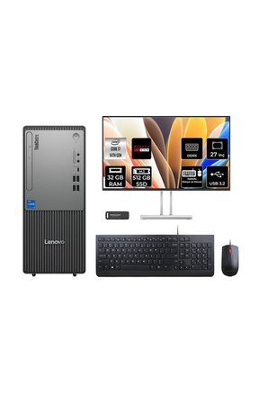 ThinkCentre Neo 50T G5 i7 14700 32GB 512GB SSD RX550/4GB FDOS Masaüstü Bilgisayar + 27"