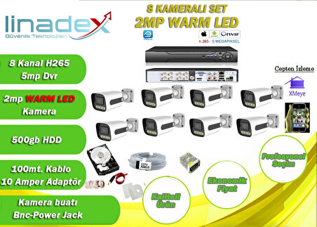 8 Kameralı Ahd Gecesi Renkli Sistem-Herşey Dahil Set