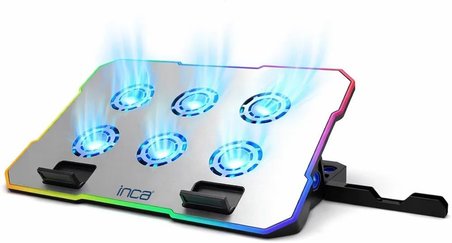 INC-618GMS 6 Fanlı RGB Laptop Soğutucu Stand 9-17” | 2400 RPM 10 LED Mod 5 Kademe Yükseklik Ayarlı