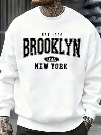 Brooklyn New York ABD Baskı Erkek Kazak Sokak Modası Kazaklar Polar Sonbahar Gevşek Üstler Ra