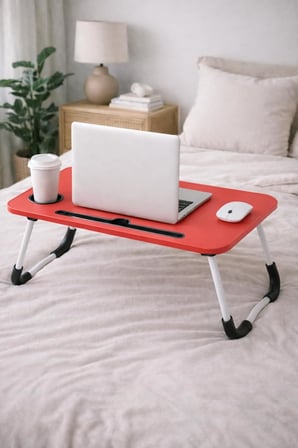 Portatif Atlantik Kırmızı Renk Laptop Sehpası Katlanabilir Çalışma Masası Kahvaltı Masası