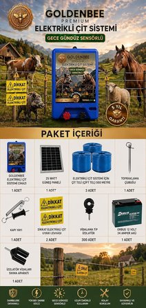 Goldenbee Eko Kit Elektrikli Çit Sistemi Domuz ve Ayı Kovucu 1500MT (SET-202)