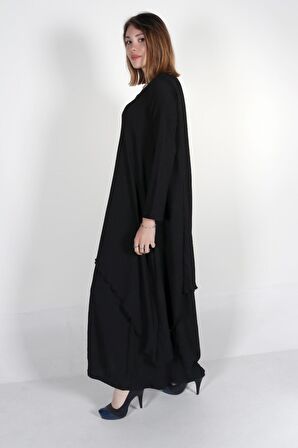 Barbora Günlük Yazlık Salaş Kadın İki Katlı  Elbise icsif225siyah5