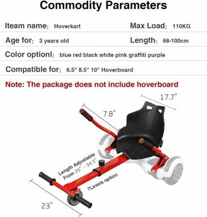 Go Kart Ayarlanabilir Hoverboard Koltuk Aksesuar Kırmızı, HVCKRMGOO
