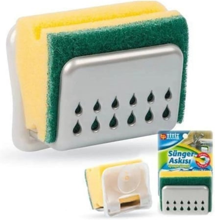 Eymen İstoç Sünger Tutacağı Vantuzlu Pratik Mutfak Lavabo Vantuzlu Bulaşık Süngeri Askısı Aparatı Tek Ebat