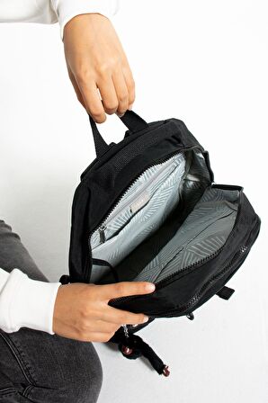 Unisex Aksesuarlı Suya Dayanıklı Krinkıl Kumaş Çok Gözlü Orta Boy Laptop Okul ve Sırt Çantası SYH3002