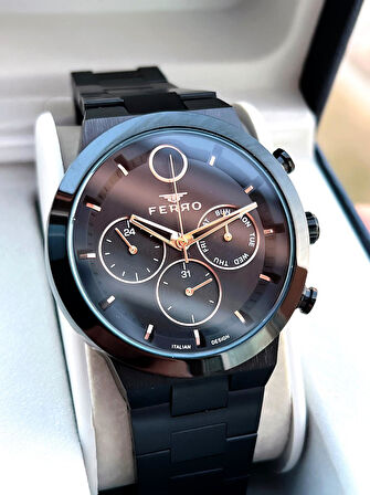Ferro 30 Mt Suya Dayanıklı Çelik Kordon Kararma Renk Atma Yapmaz Erkek Kol Saati VS.BLKT.0046
