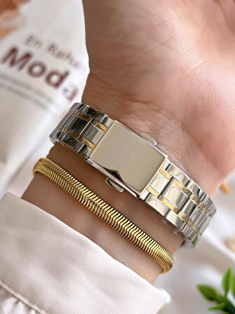 Daniel Klein Fonksiyonlu Çelik Kordon 3 Atm Suya Dayanıklı Özel Tasarım Kadın Kol Saat+Bileklik VS.BLKT.0239