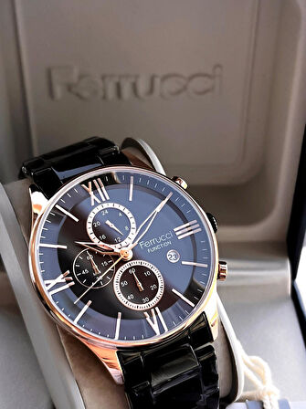 Ferrucci İç Fonksiyonları Aktif Takvim Ve Gün 30mt Suya Dayanıklı Çelik Kordon Erkek Kol Saati VS.BLKT.0454