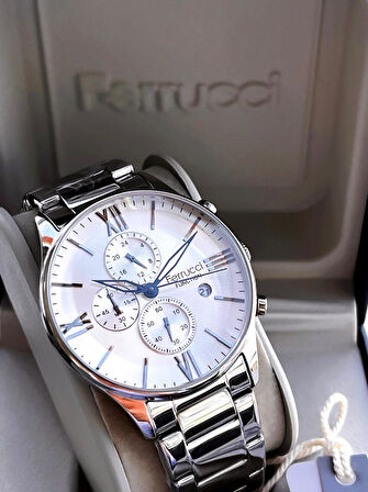 Ferrucci İç Fonksiyonları Aktif Takvim Ve Gün 30mt Suya Dayanıklı Çelik Kordon Erkek Kol Saati VS.BLKT.0457