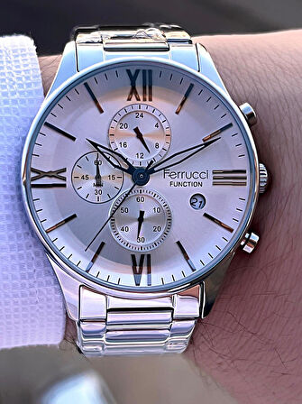 Ferrucci İç Fonksiyonları Aktif Takvim Ve Gün 30mt Suya Dayanıklı Çelik Kordon Erkek Kol Saati VS.BLKT.0457
