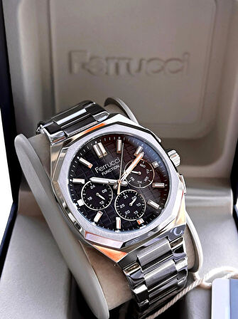 Ferrucci İç Fonksiyonları Aktif Takvim Ve Gün 30mt Suya Dayanıklı Çelik Kordon Erkek Kol Saati VS.BLKT.0462