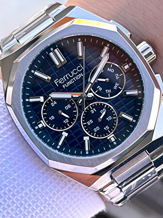 Ferrucci İç Fonksiyonları Aktif Takvim Ve Gün 30mt Suya Dayanıklı Çelik Kordon Erkek Kol Saati VS.BLKT.0462