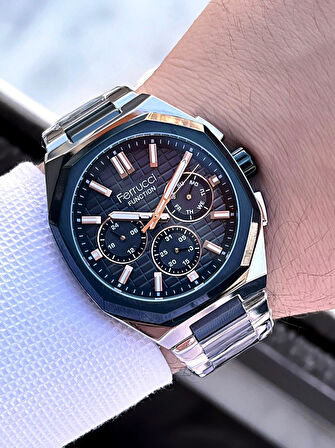Ferrucci İç Fonksiyonları Aktif Takvim Ve Gün 30mt Suya Dayanıklı Çelik Kordon Erkek Kol Saati VS.BLKT.0464