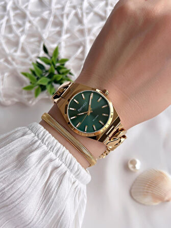 Ferrucci Kadın Kol Saati+Bileklik Özel Seri Çelik Kordon Kararma Renk Atma Yapmaz VS.BLKT.0530