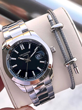 Lee Cooper İtalyan Bileklik Setli 2 Yıl Garantili Suya Dayanıklı Çelik Kordon Renk Atma Yapmaz VS.BLKT.0557