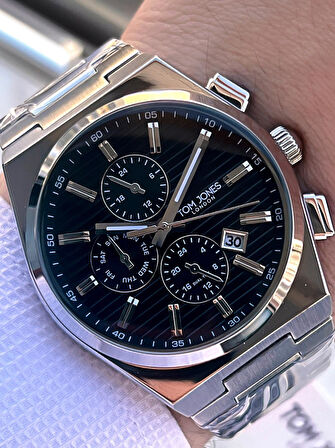 Tom Jones 3 Atm Suya Dayanıklı Çelik Kordon (Kararmaz Renk Atmaz) Erkek Kol Saati VS.BLKT.0561