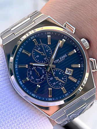 Tom Jones 3 Atm Suya Dayanıklı Çelik Kordon (Kararmaz Renk Atmaz) Erkek Kol Saati VS.BLKT.0562