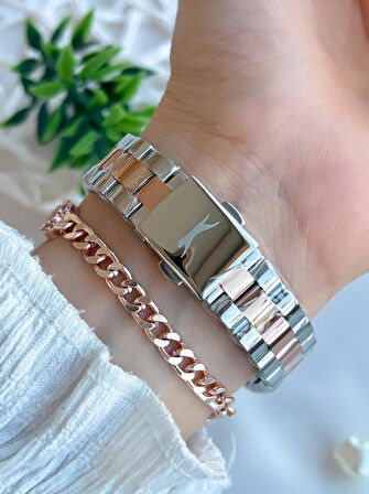 Slazenger Yeni Sezon Elite Model 50 Mt Suya Dayanıklı Bileklik Hediyeli Kadın Kol Saati VS.BLKT.0597