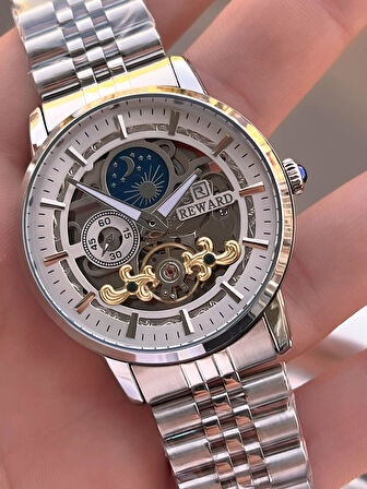 Reward Otomatik Çelik Kordon 5 Atm Suya Dayanıklı Erkek Kol Saati VS.BLKT.0609