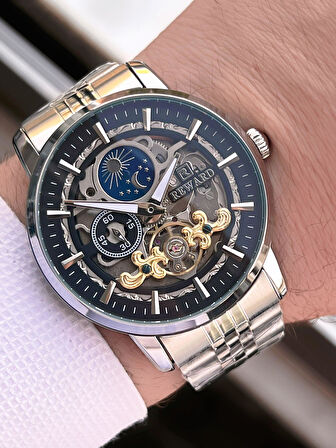 Reward Otomatik Çelik Kordon 5 Atm Suya Dayanıklı Erkek Kol Saati VS.BLKT.0610