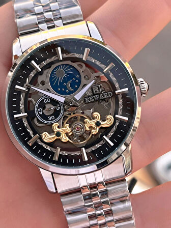 Reward Otomatik Çelik Kordon 5 Atm Suya Dayanıklı Erkek Kol Saati VS.BLKT.0610