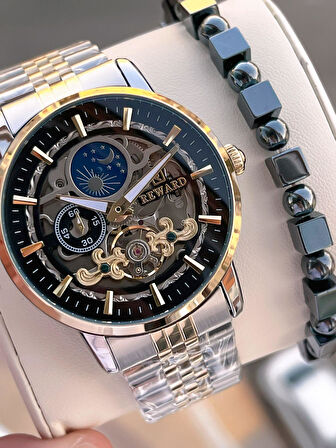 Reward Otomatik Çelik Kordon 5 Atm Suya Dayanıklı Erkek Kol Saati VS.BLKT.0611