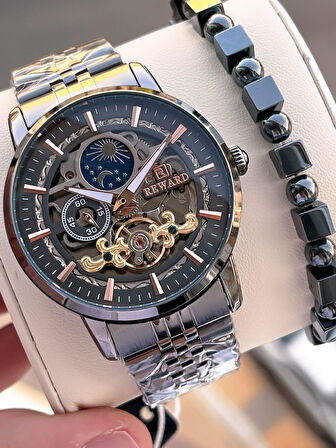 Reward Otomatik Çelik Kordon 5 Atm Suya Dayanıklı Erkek Kol Saati VS.BLKT.0614