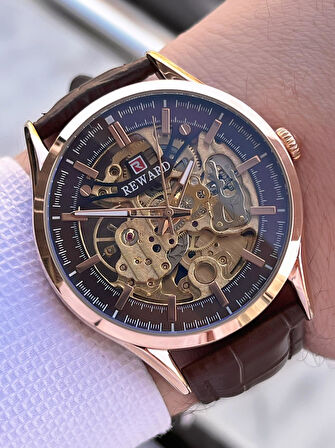 Reward Otomatik Deri Kordon 5 Atm Suya Dayanıklı Erkek Kol Saati VS.BLKT.0616