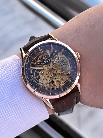 Reward Otomatik Deri Kordon 5 Atm Suya Dayanıklı Erkek Kol Saati VS.BLKT.0616