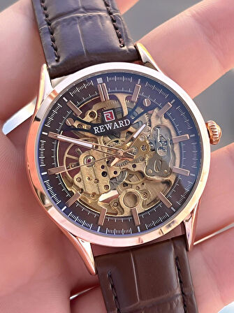 Reward Otomatik Deri Kordon 5 Atm Suya Dayanıklı Erkek Kol Saati VS.BLKT.0616