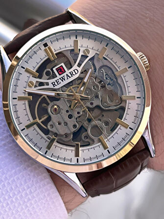 Reward Otomatik Deri Kordon 5 Atm Suya Dayanıklı Erkek Kol Saati VS.BLKT.0617