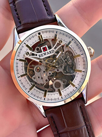 Reward Otomatik Deri Kordon 5 Atm Suya Dayanıklı Erkek Kol Saati VS.BLKT.0617